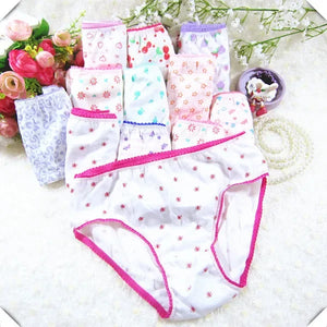 Kid's Girls 12Pcs Cotton Quick-Dry Floral Underwear Panties