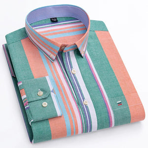 Men's Cotton Turn-Down Collar Full Sleeve Striped Pattern Shirt