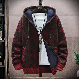 Men's Wool Full Sleeves Zipper Closure Hooded Casual Wear Jacket