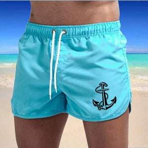 Men's Polyester Drawstring Closure Solid Pattern Beach Shorts
