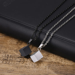 Men's Metal Stainless Steel Link Chain Cube Pattern Necklace