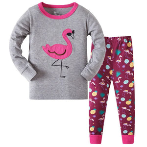 Kid's Girl Spandex O-Neck Long Sleeve Cartoon Sleepwear Set