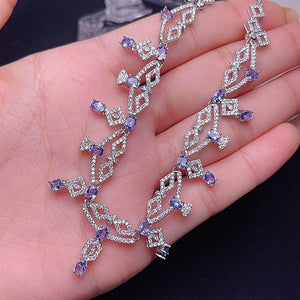 Women's 100% 925 Sterling Silver Tanzanite Box Chain Necklace