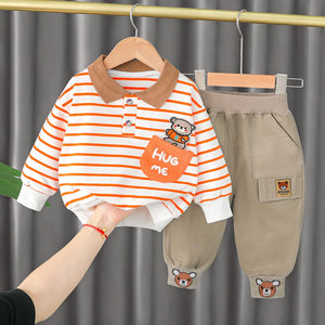 Kid's Cotton Turn-Down Collar Full Sleeve Pullover Closure Clothes