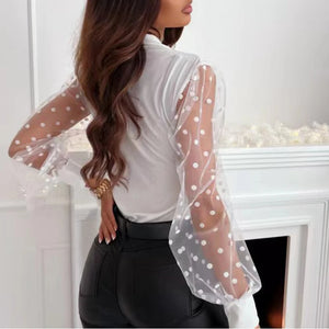 Women's Polyester V-Neck Long Sleeves Solid Pattern Mini Dress