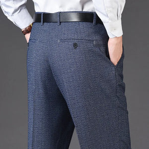 Men's Rayon High Waist Zipper Fly Closure Solid Formal Pants
