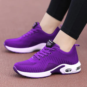 Women's Round Toe Breathable Lace Up Closure Elegant Sneakers
