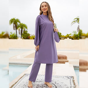 Women's Arabian Polyester Full Sleeves Plain Pattern Swimwear