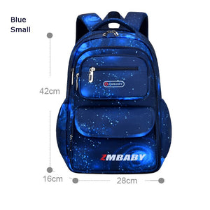 Kid's Nylon Printed Pattern Zipper Closure Waterproof Backpack