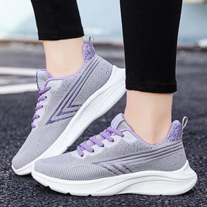 Women's Mesh Round Toe Lace-up Breathable Sports Wear Shoes