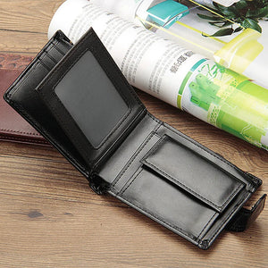Men's PU Leather Card Holder Elegant Patchwork Trifold Wallets