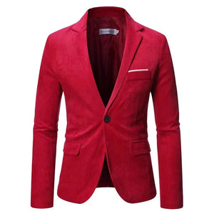 Men's Polyester Full Sleeves Single Button Closure Wedding Blazer