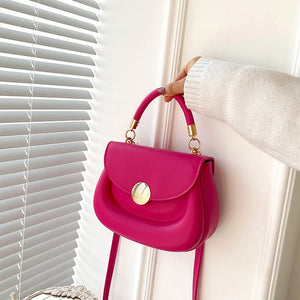 Women's PU Leather Cover Closure Solid Pattern Trendy Handbags