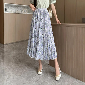 Women's Polyester Elastic Waist Printed Pattern Casual Skirts