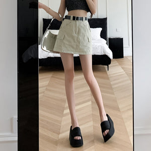 Women's Polyester Casual Wear Solid Pattern Vintage A-Line Skirt