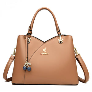 Women's Leather Zipper Closure Crossbody Solid Pattern Handbag