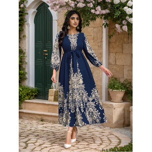 Women's Arabian Polyester Full Sleeve Printed Pattern Casual Dress
