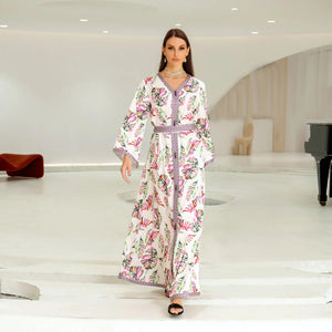 Women's Arabian Polyester Full Sleeves Printed Pattern Dress