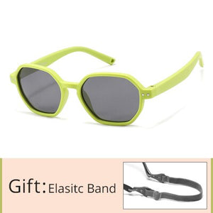 Kid's Acetate Frame Hexagonal Shape Polarized Flexible Sunglasses