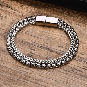 Men's Metal Stainless Steel Magnet Clasp Round Shaped Bracelet