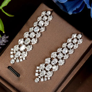 Women's Copper Cubic Zirconia Bridal Wedding Trendy Drop Earrings