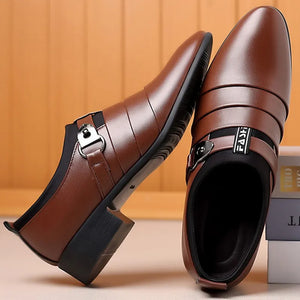 Men's PU Leather Pointed Toe Slip-On Closure Formal Wear Shoes