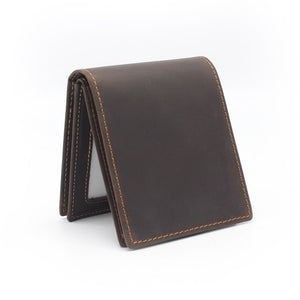 Men's Genuine Leather Card Holder Elegant Bifold Short Wallets