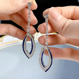 Women's 100% 925 Sterling Silver Sapphire Classic Drop Earrings