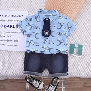Kid's Polyester Turn Down Collar Short Sleeve Elegant Clothes