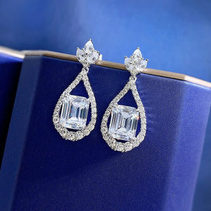 Women's 100% 925 Sterling Silver Diamond Classic Drop Earrings