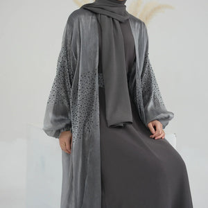 Women's Arabian Polyester Full Sleeve Patchwork Pattern Abaya