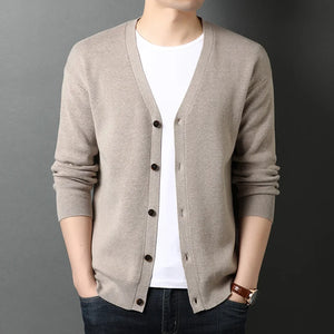 Men's V-Neck Acrylic Full Sleeve Single Breasted Closure Sweater