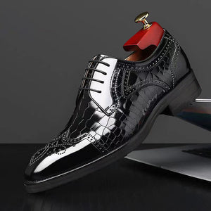 Men's PU Leather Pointed Toe Lace-Up Closure Elegant Oxford Shoes