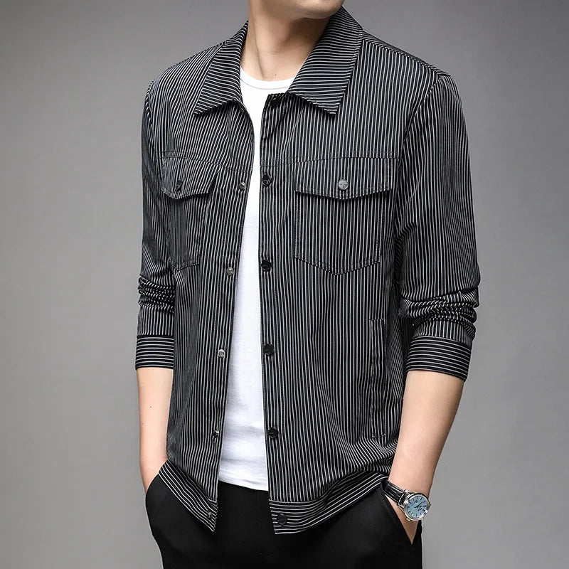 Men's Turn-Down Collar Full Sleeves Single Breasted Casual Jacket