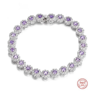 Women's 100% 925 Sterling Silver Zircon Trendy Wedding Bracelets