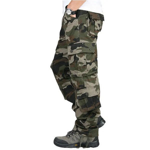Men's Cotton Mid Waist Zipper Fly Closure Camouflage Trousers