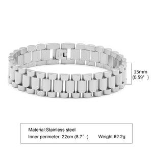 Men's Stainless Steel Hook Clasp Elegant Round Chain Bracelet 
