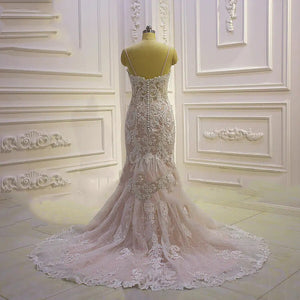 Women's V-Neck Sleeveless Court Train Mermaid Wedding Dress