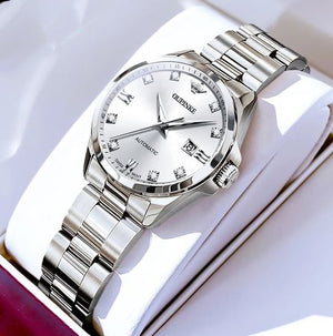 Women's Stainless Steel Automatic Round Shaped Mechanical Watch