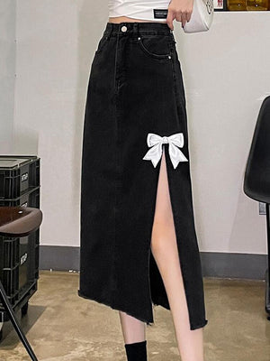 Women's Polyester High Waist Casual Wear Solid Pattern Denim Skirt