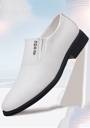 Men's Split Leather Pointed Toe Slip-On Closure Formal Wear Shoes