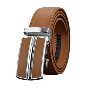 Men's Genuine Leather Strap Automatic Alloy Buckle Closure Belts