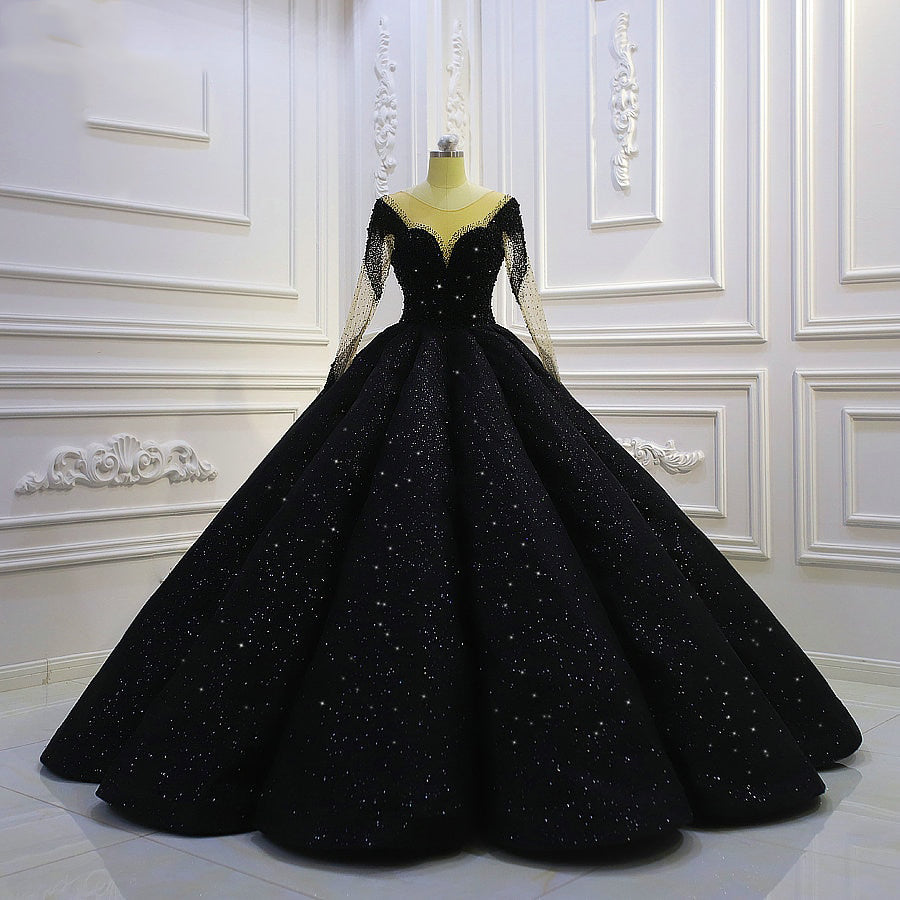 Simple Long Black Strapless Ballgown Prom Dress with Train - $189.9936  #MS17078 - SheProm.com
