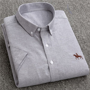 Men's 100% Cotton Turn-Down Collar Short Sleeves Casual Shirt
