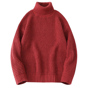 Men's Turtleneck Polyester Full Sleeve Pullovers Knitted Sweater