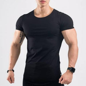 Men's Cotton O-Neck Short Sleeve Solid Pattern Sport T-Shirt