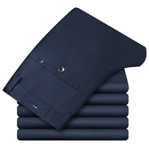 Men's Cotton High Waist Zipper Fly Solid Pattern Casual Pants