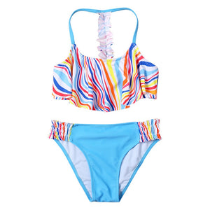 Kid's Girl Polyester Printed Summer Bathing Swimwear Bikini Set