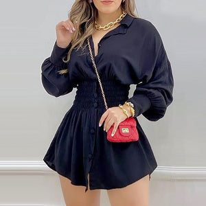 Women's Polyester Long Sleeves Single Breasted Casual Dress