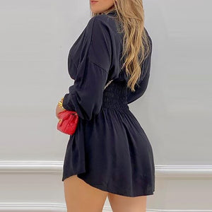 Women's Polyester Long Sleeves Single Breasted Casual Dress
